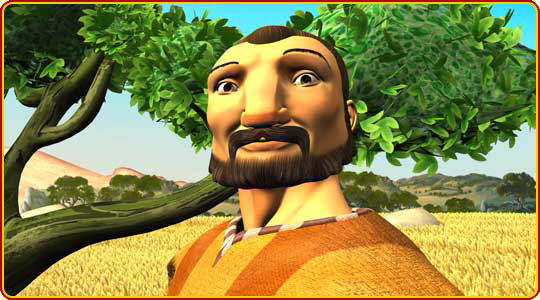 Boaz in his wheat field near Bethlehem